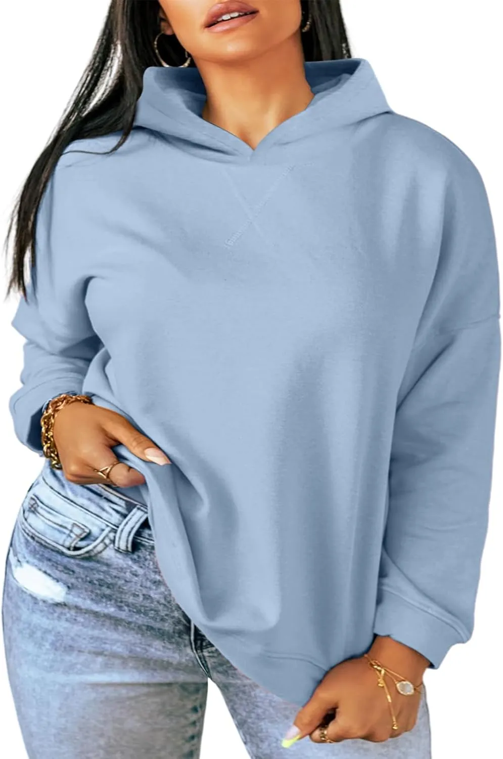 TAKEYAL Plus Size Sweatshirts for Women Pockets Half Zip Pullover Long Sleeve Oversized Drop Shoulder Y2K Clothes