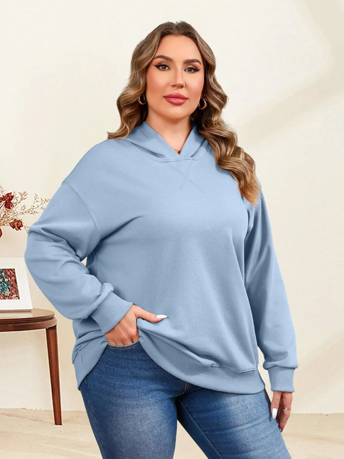 TAKEYAL Plus Size Sweatshirts for Women Pockets Half Zip Pullover Long Sleeve Oversized Drop Shoulder Y2K Clothes
