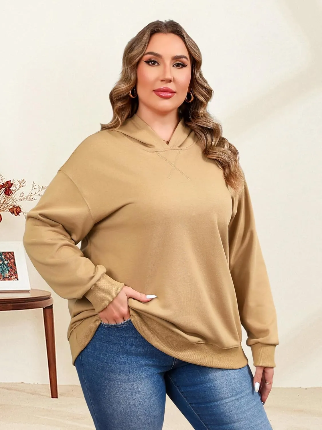 TAKEYAL Plus Size Sweatshirts for Women Pockets Half Zip Pullover Long Sleeve Oversized Drop Shoulder Y2K Clothes