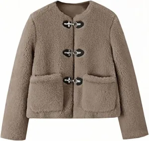 Tankaneo Womens Sherpa Fleece Jackets Long Sleeve Faux Fur Winter Warm Fuzzy Coats with Pockets