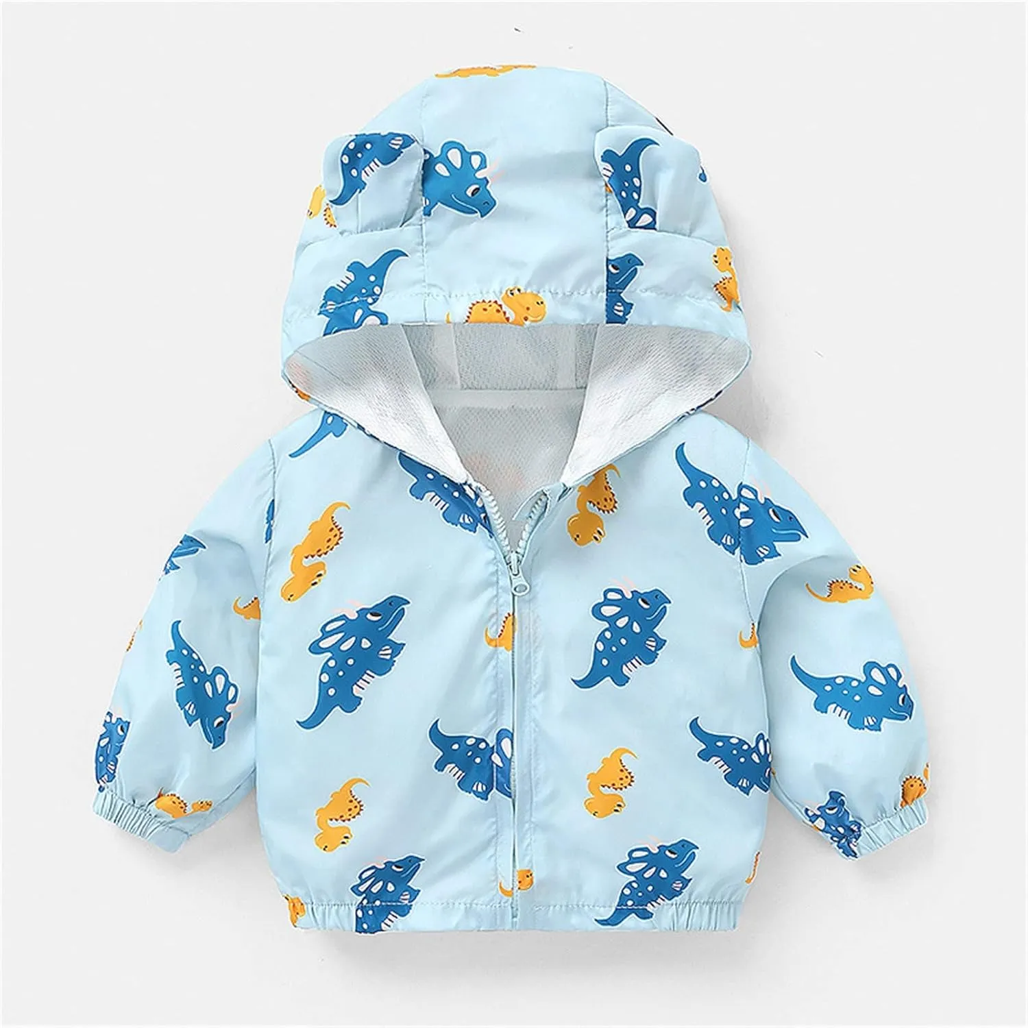 Toddler Baby Boys Girls Zip Up Cartoon Print Jacket Hooded Long Sleeve Coat Kids Windbreaker Coats Casual Fall Spring Clothes