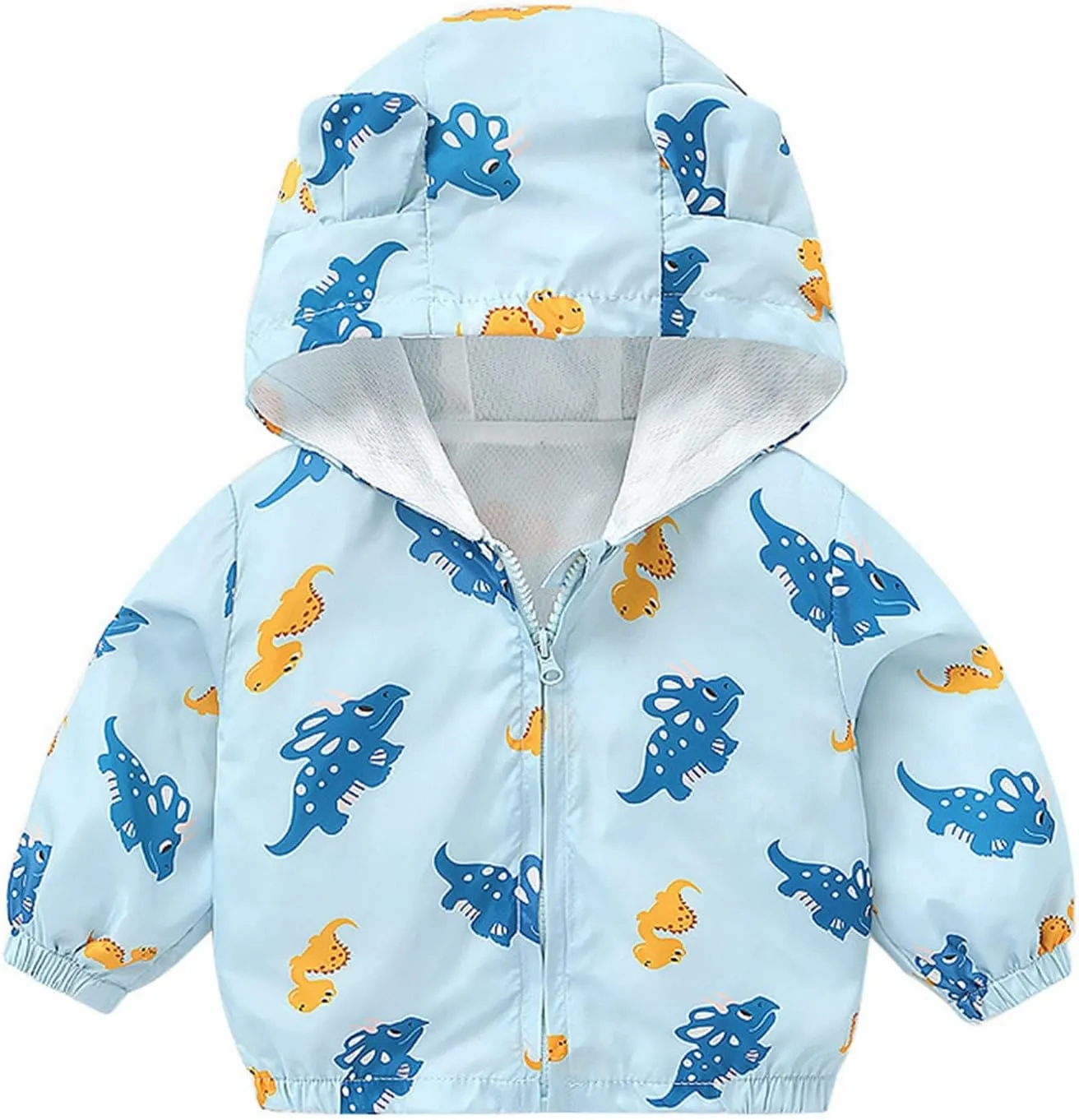 Toddler Baby Boys Girls Zip Up Cartoon Print Jacket Hooded Long Sleeve Coat Kids Windbreaker Coats Casual Fall Spring Clothes