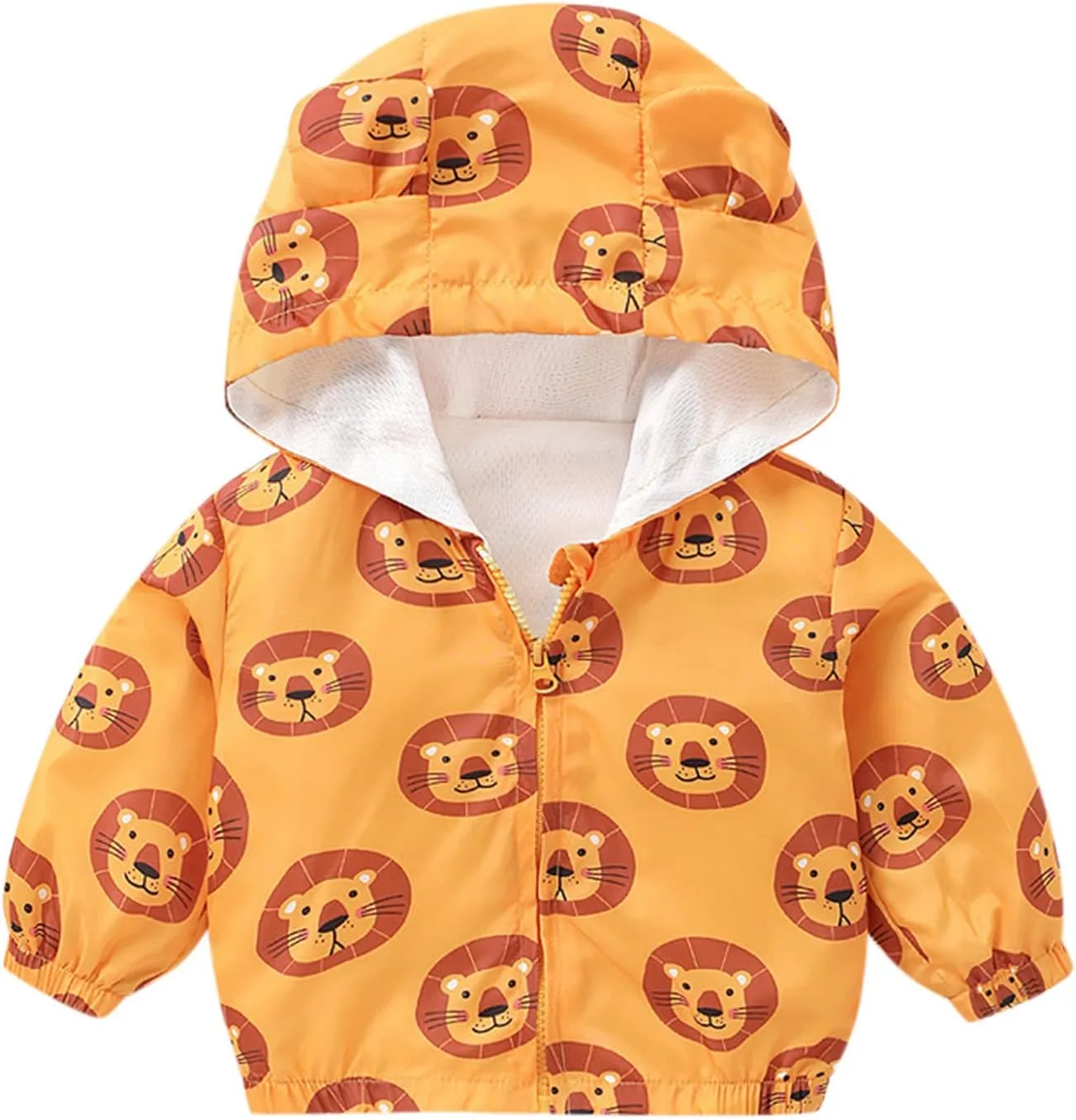 Toddler Baby Boys Girls Zip Up Cartoon Print Jacket Hooded Long Sleeve Coat Kids Windbreaker Coats Casual Fall Spring Clothes