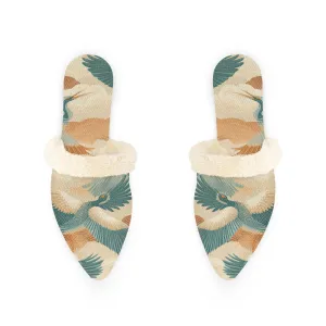 Tranquil Sky-Inspired Fur-Lined Mules