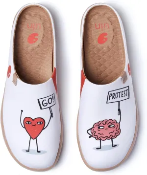 UIN Women's Wide Toe Mules Comfortable Lightweight Casual Art Painted Slip On Travel Shoes Malaga