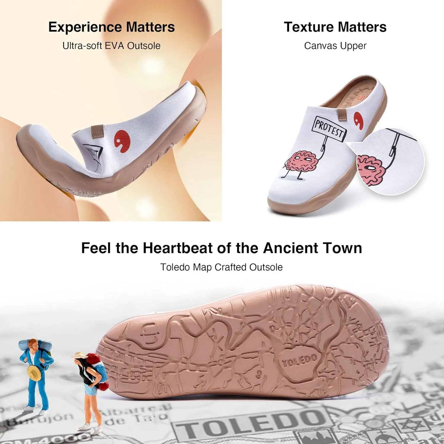 UIN Women's Wide Toe Mules Comfortable Lightweight Casual Art Painted Slip On Travel Shoes Malaga