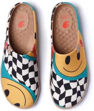 UIN Women's Wide Toe Mules Comfortable Lightweight Casual Art Painted Slip On Travel Shoes Malaga