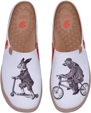 UIN Women's Wide Toe Mules Comfortable Lightweight Casual Art Painted Slip On Travel Shoes Malaga