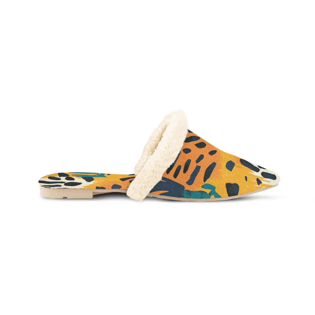 Vibrant Animal Print Fur-Lined Mules