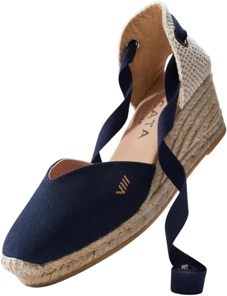VISCATA Gava Canvas Wedge Handmade 2 ½” Heel Women's Sandals with Breathable Cotton Canvas V-cut Vamp and 100% Natural Jute Midsole for all Casual Occasions