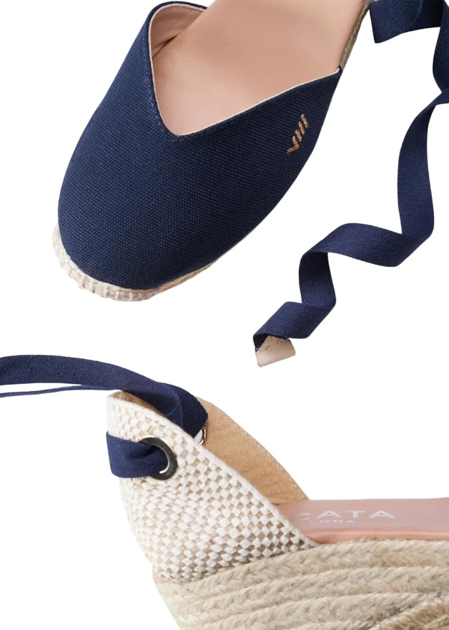 VISCATA Gava Canvas Wedge Handmade 2 ½” Heel Women's Sandals with Breathable Cotton Canvas V-cut Vamp and 100% Natural Jute Midsole for all Casual Occasions