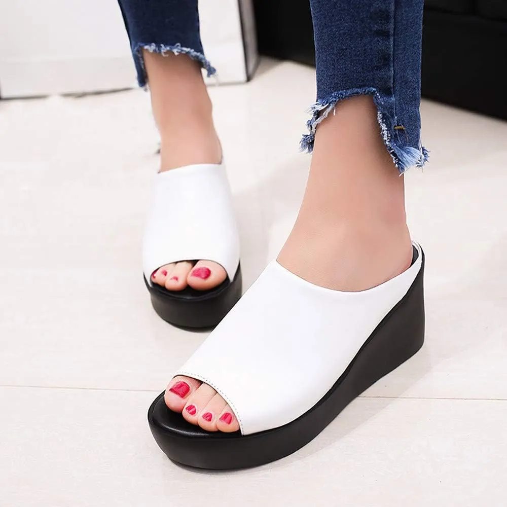 Wedge Sandals for Women,Women's Casual Summer Shoes Open Toe Thick Bottom Platform Slides Fish Mouth Slip On Slippers