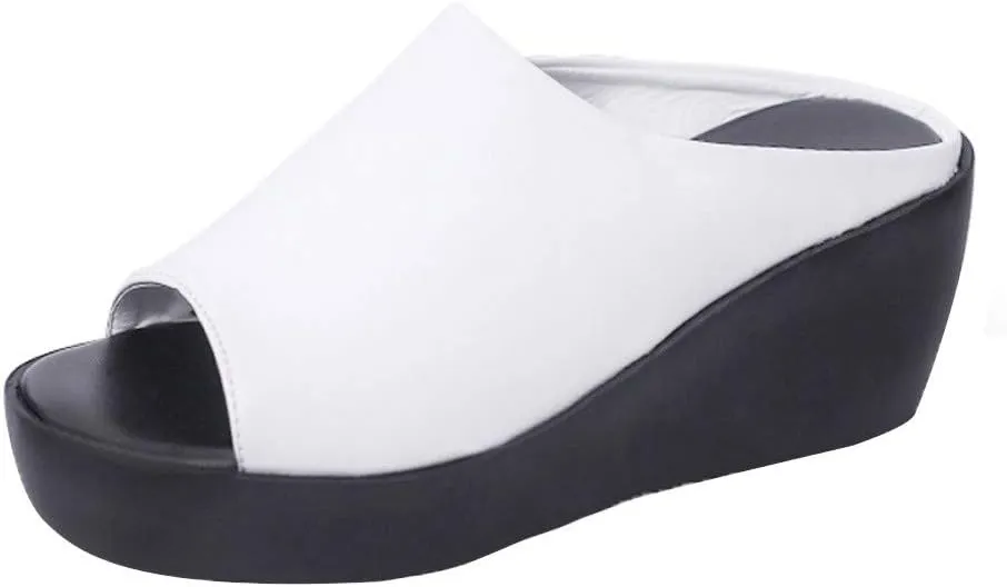 Wedge Sandals for Women,Women's Casual Summer Shoes Open Toe Thick Bottom Platform Slides Fish Mouth Slip On Slippers