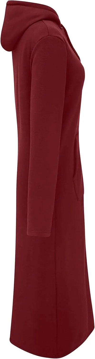 WenVen Womens Long Hoodie Dress Thicken Fleece Lined Pullover Sweatshirt