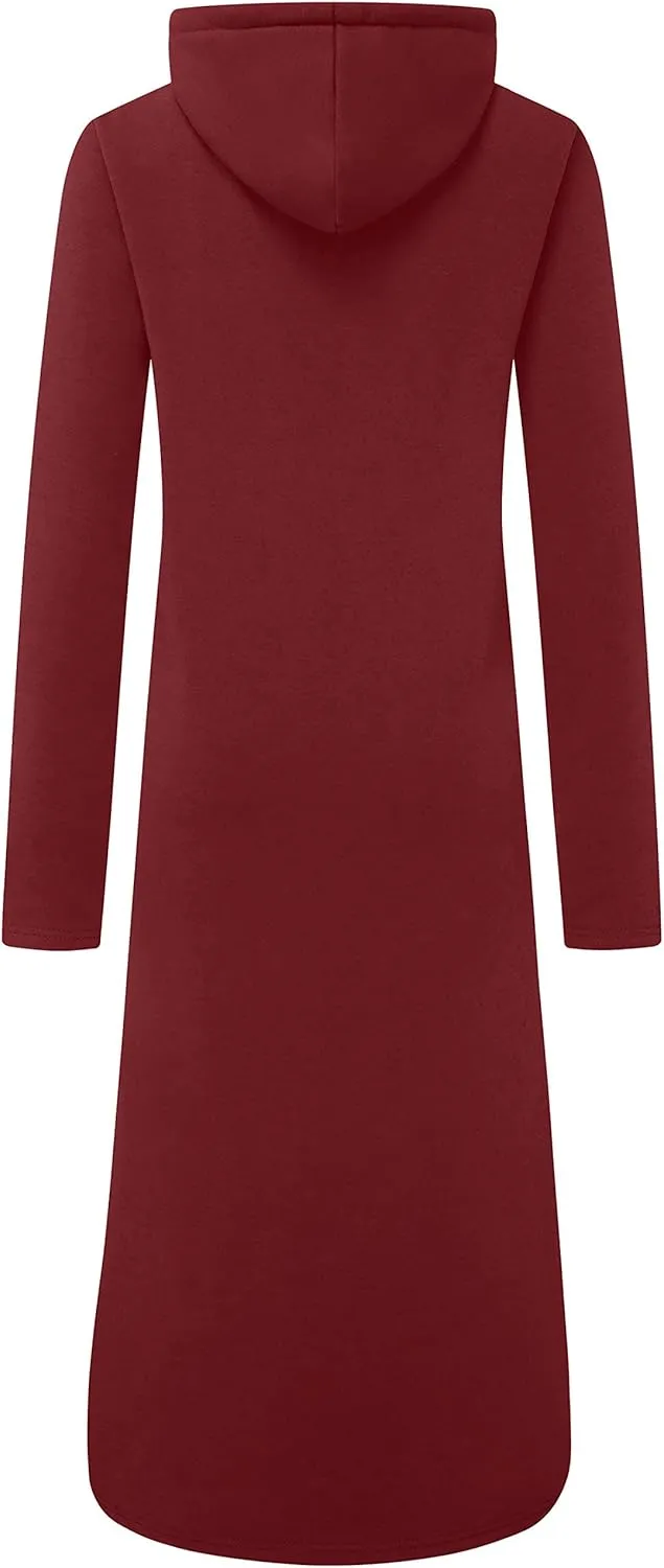 WenVen Womens Long Hoodie Dress Thicken Fleece Lined Pullover Sweatshirt