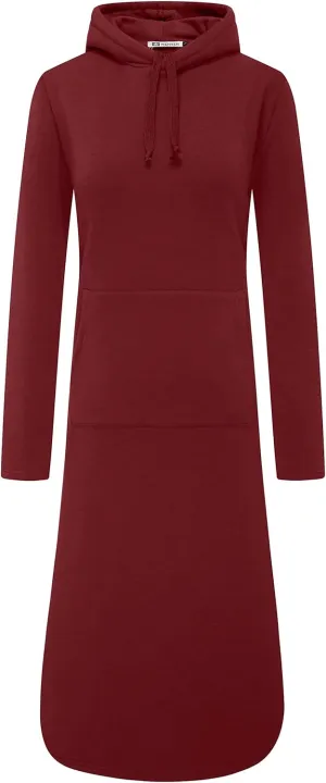 WenVen Womens Long Hoodie Dress Thicken Fleece Lined Pullover Sweatshirt