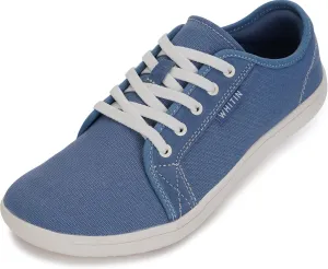 WHITIN Women's Canvas/Leather Barefoot Shoes | Wide Width Minimalist Sneakers | Classic Fit Low Top