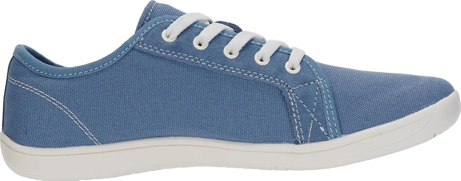 WHITIN Women's Canvas/Leather Barefoot Shoes | Wide Width Minimalist Sneakers | Classic Fit Low Top