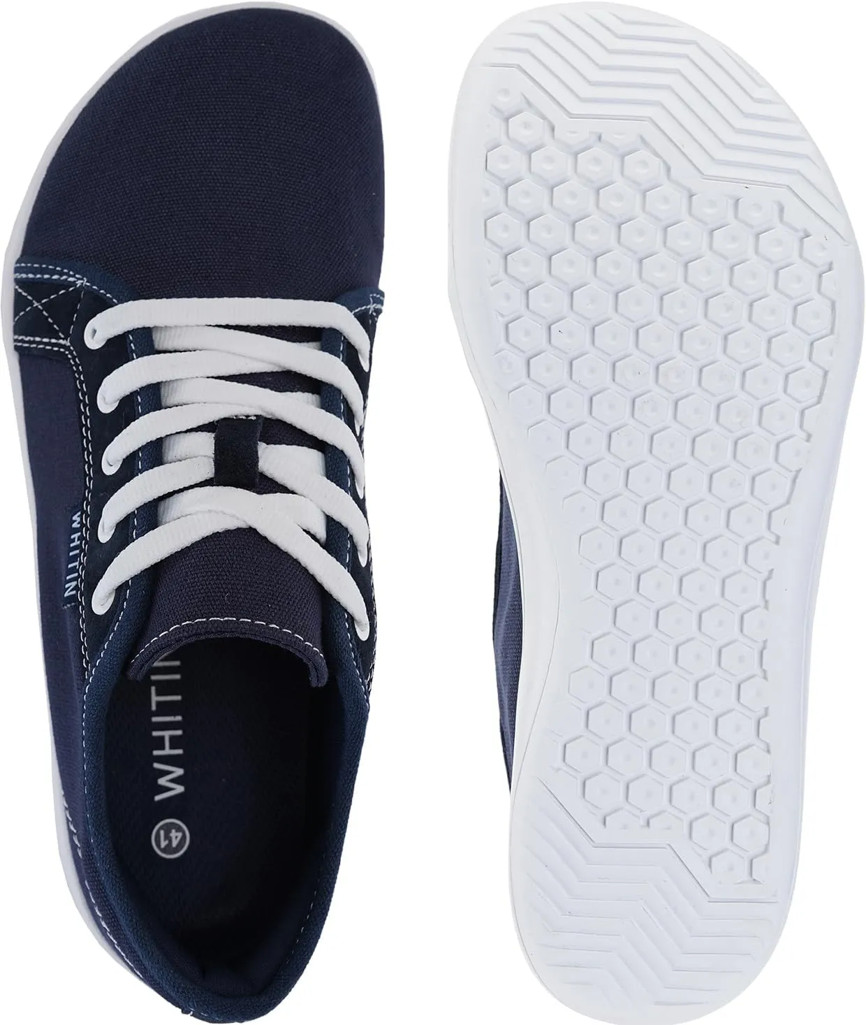 WHITIN Women's Canvas/Leather Barefoot Shoes | Wide Width Minimalist Sneakers | Classic Fit Low Top