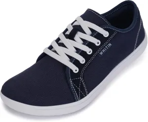 WHITIN Women's Canvas/Leather Barefoot Shoes | Wide Width Minimalist Sneakers | Classic Fit Low Top