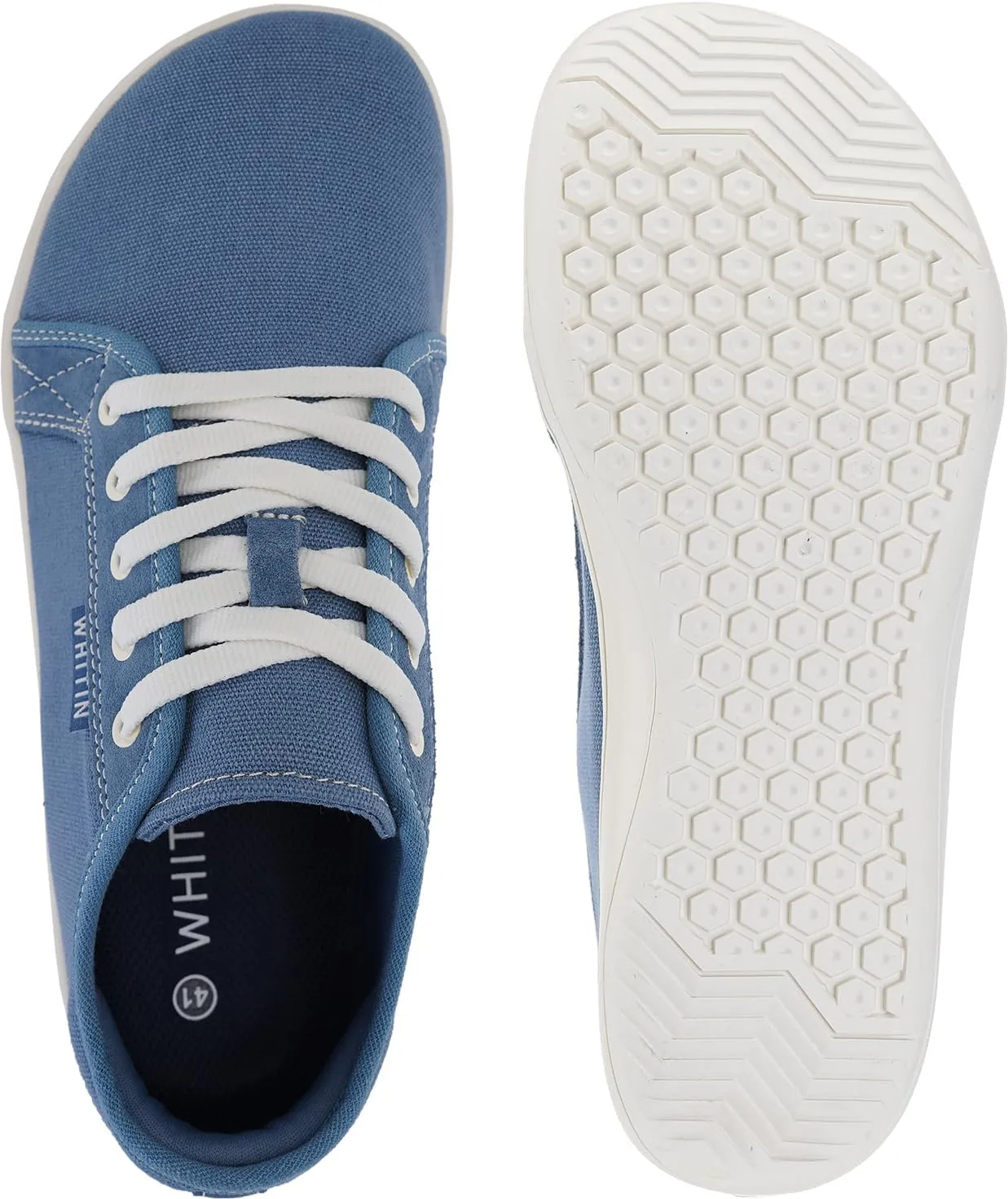 WHITIN Women's Canvas/Leather Barefoot Shoes | Wide Width Minimalist Sneakers | Classic Fit Low Top