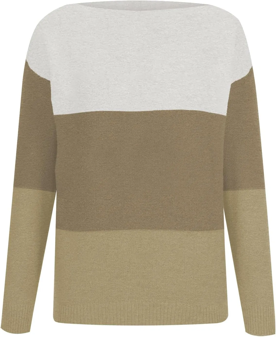Winter Sweaters for Women 2024 Casual Loose Color Block Pullover Sweater Long Sleeve Boat Neck Knit Jumper Tops