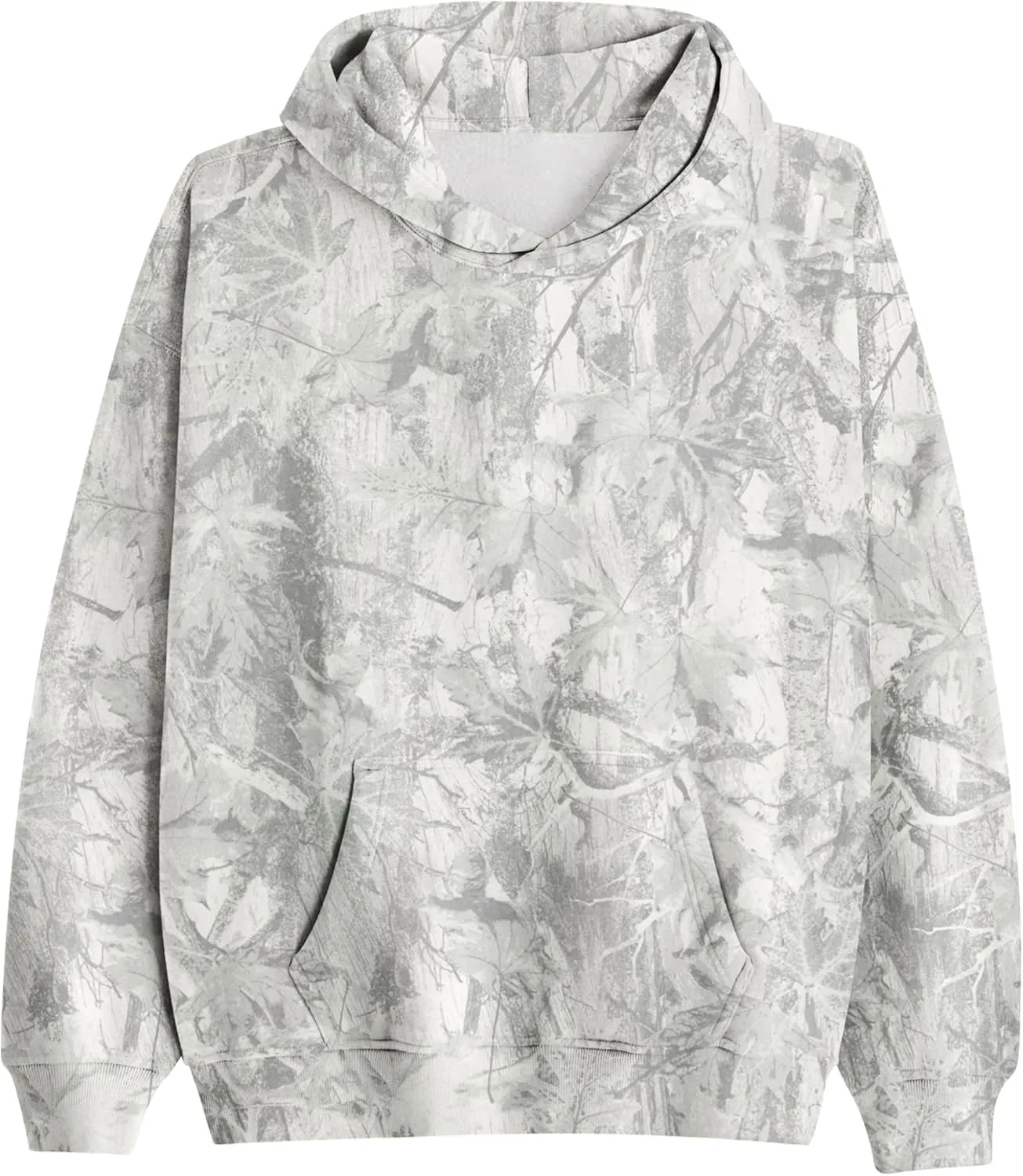 Women Camo Hoodies Maple Leaf Oversized Fleece Hooded Sweatshirt Loose Long Sleeve Pullover Top with Pocket Couple