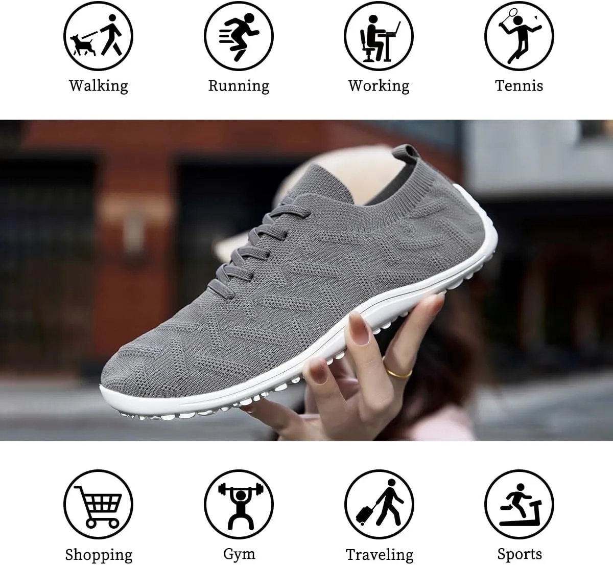 Womens Barefoot Shoes Walking Runing Slip On Shoes Zero Drop Footwear Yoga Gym Sneakers Lightweight Breathable Minimalist Trainers