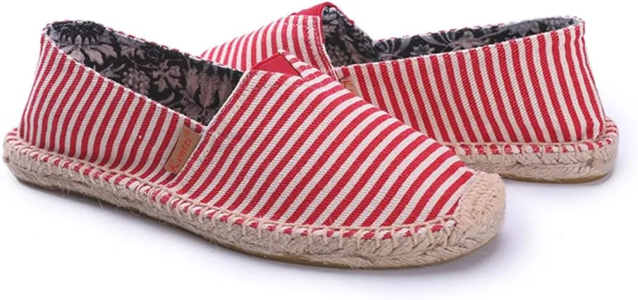 Women's Breathable Canvas Stripe Slip on Flat Espadrilles