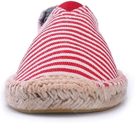 Women's Breathable Canvas Stripe Slip on Flat Espadrilles