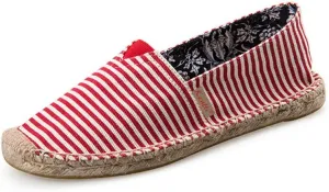 Women's Breathable Canvas Stripe Slip on Flat Espadrilles