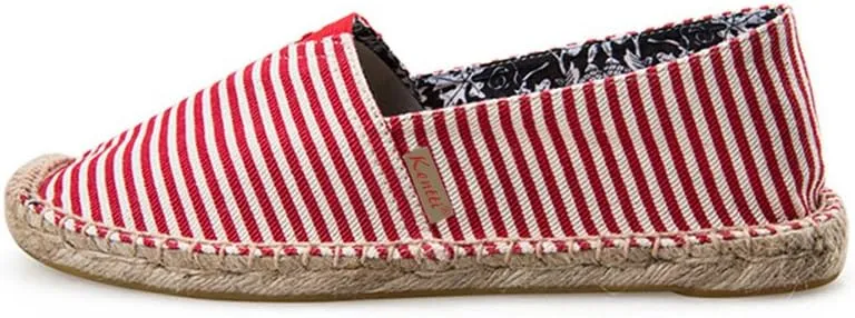Women's Breathable Canvas Stripe Slip on Flat Espadrilles