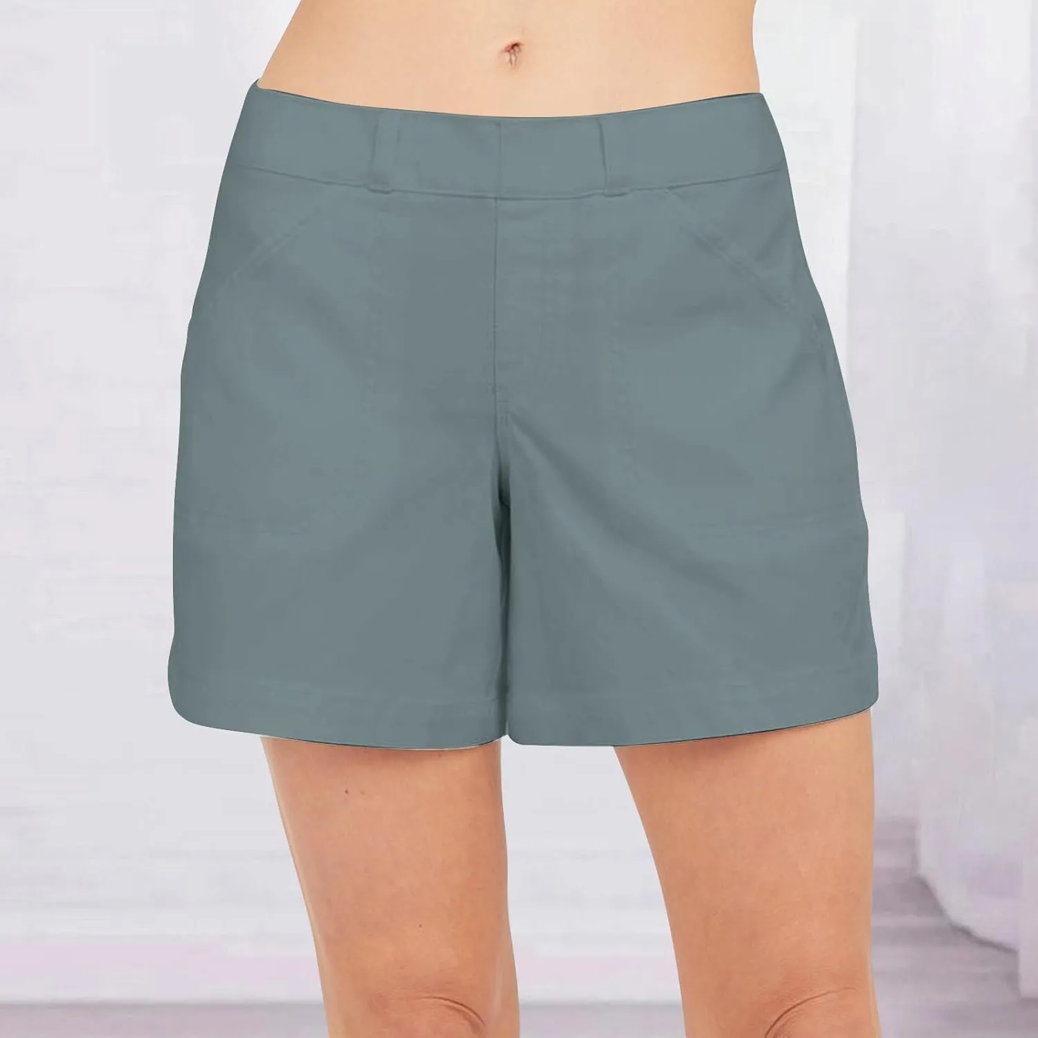 Women's Casual Stretch Shorts Summer Travel Beach Everyday Wear Short High-Waist Wide-Leg Stylish Leisure Casual Pant