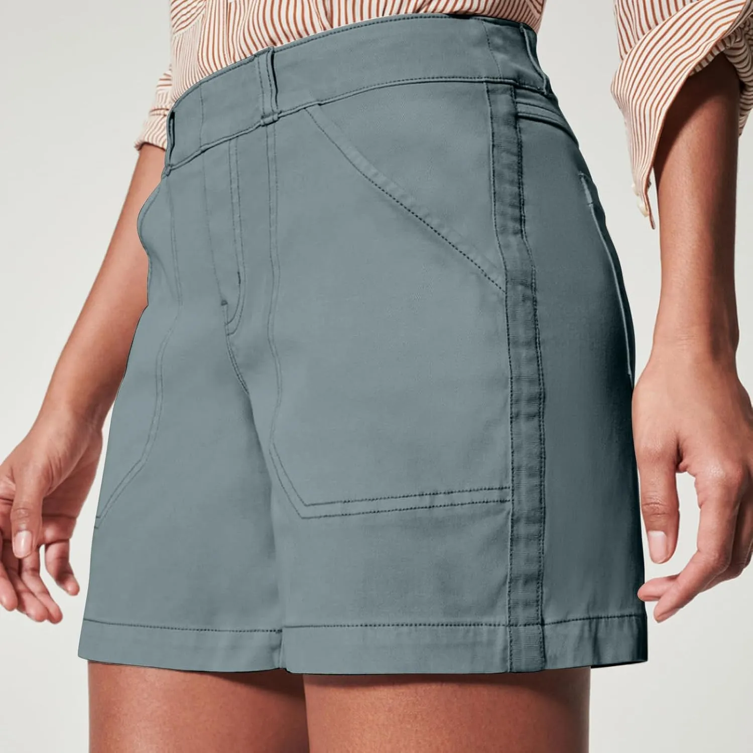 Women's Casual Stretch Shorts Summer Travel Beach Everyday Wear Short High-Waist Wide-Leg Stylish Leisure Casual Pant