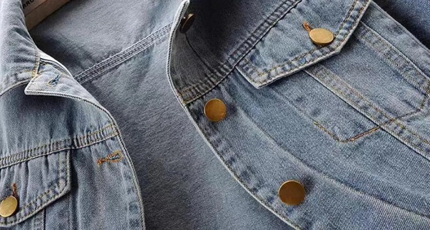 Women's Casual Turndown Collar Denim Jackets Cropped Button Up Short Sleeves Jean Coat Outerwear