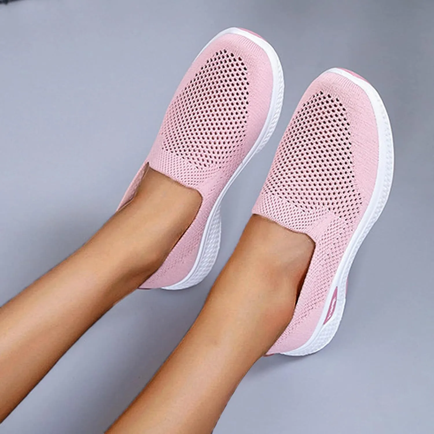 Womens Elastic Slip On Sneakers Casual Walking Shoes Lightweight Canvas Comfortable Flats Non Slip Loafers