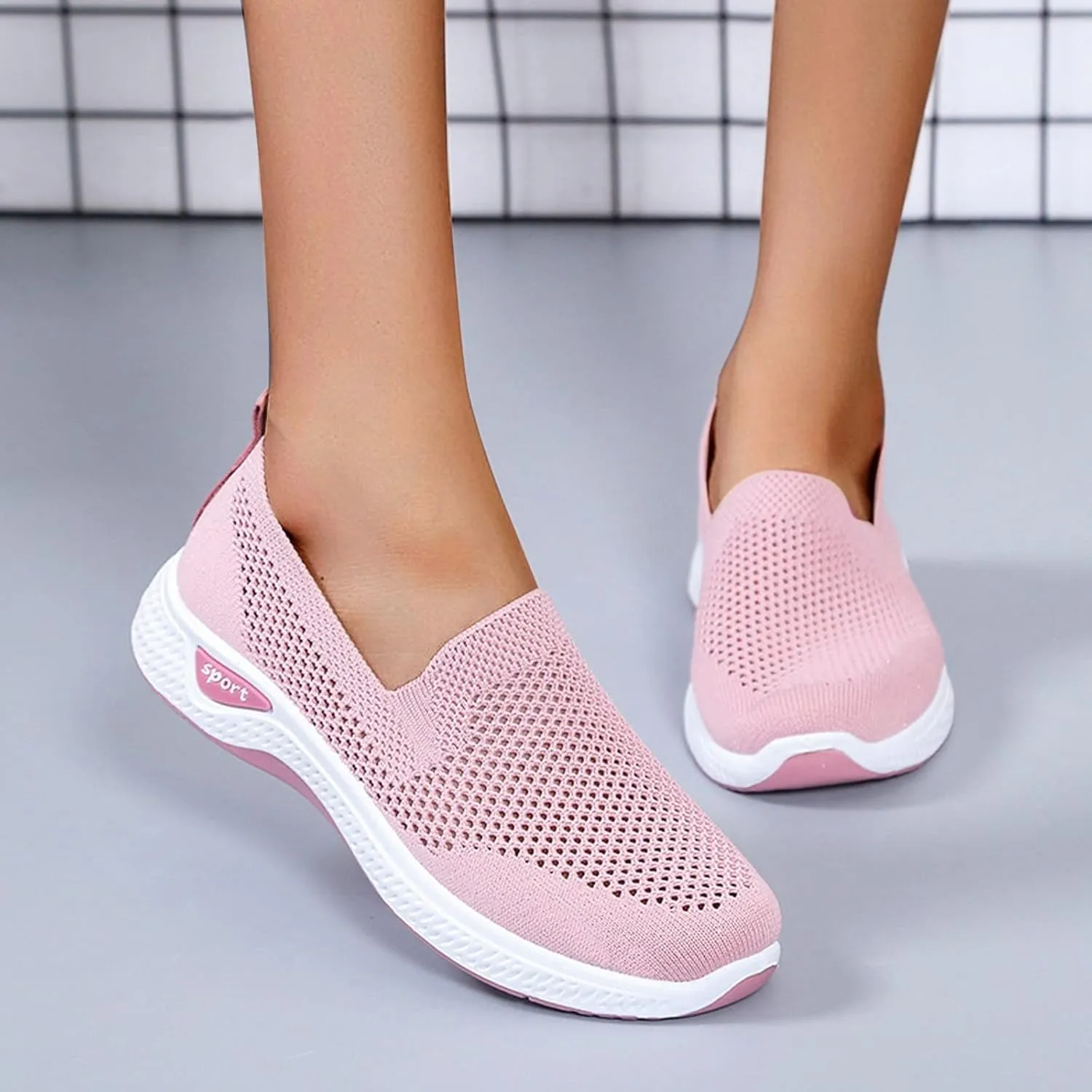 Womens Elastic Slip On Sneakers Casual Walking Shoes Lightweight Canvas Comfortable Flats Non Slip Loafers