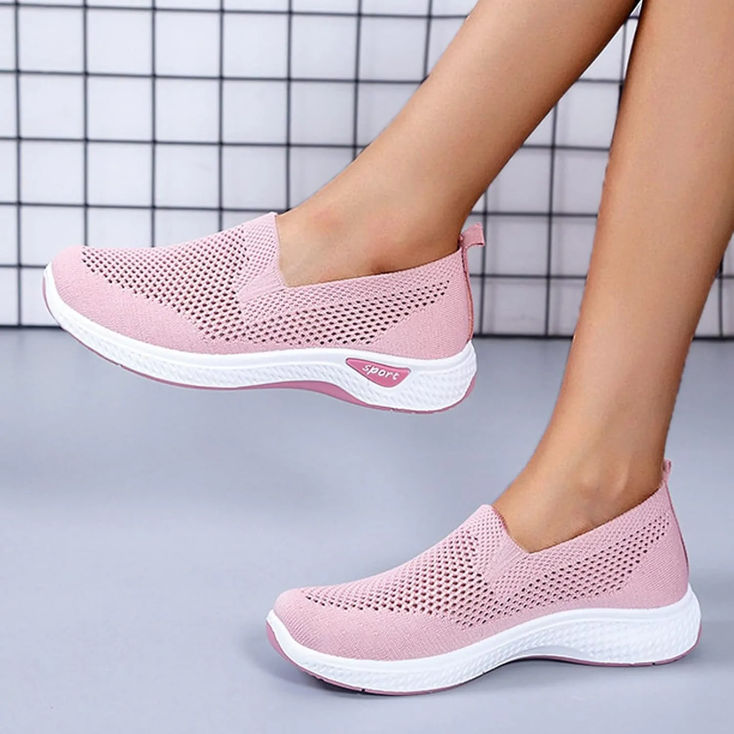Womens Elastic Slip On Sneakers Casual Walking Shoes Lightweight Canvas Comfortable Flats Non Slip Loafers