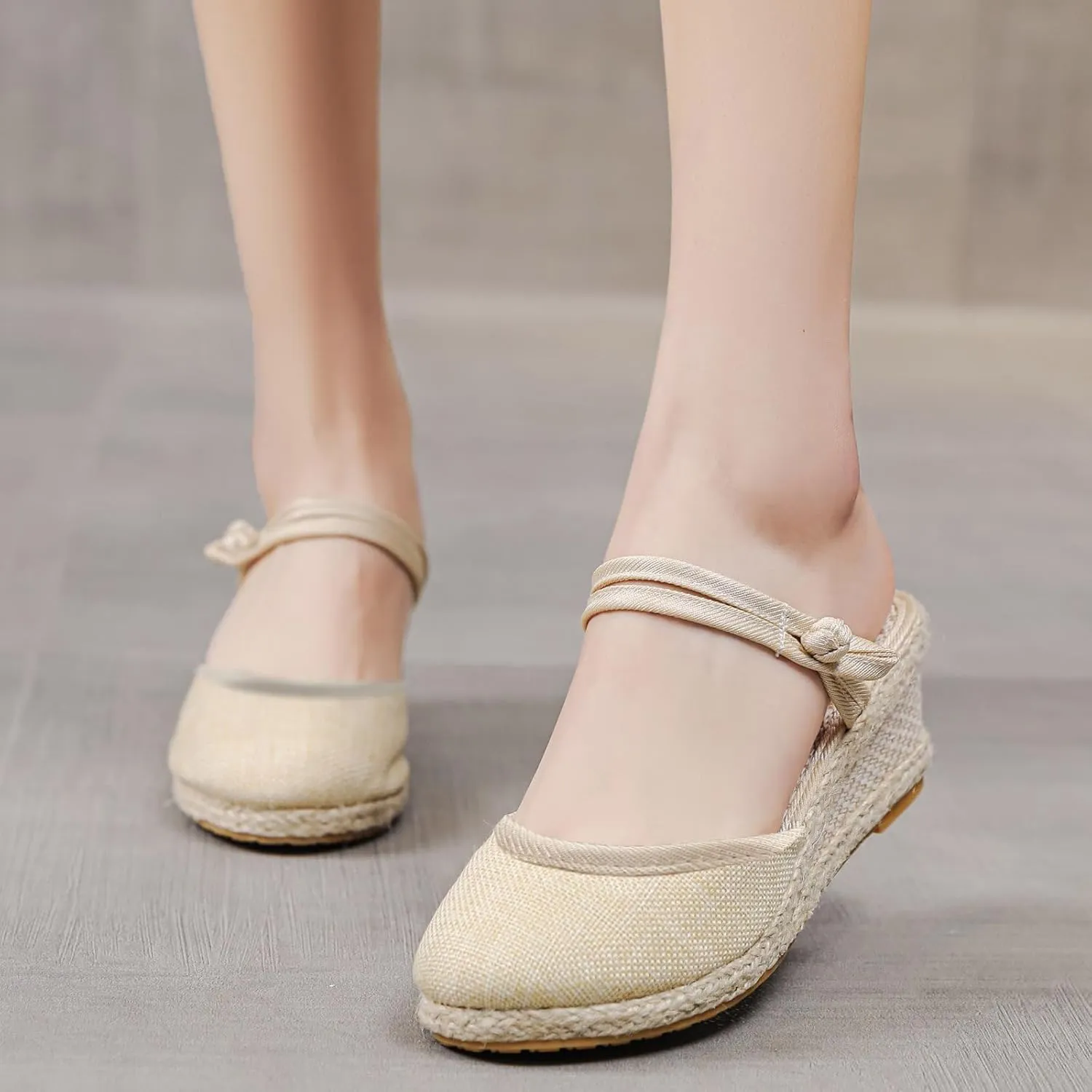 Womens Espadrille Wedges Sandals Flax Closed Toe Slip On Slippers Slingback Lightweight Comfort Summer Casual Dress Shoes for Women