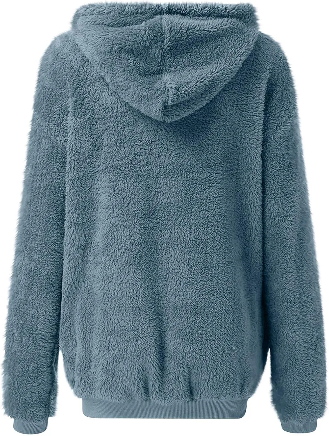 Womens Fuzzy Sherpa Fleece Jacket Zip Up Hooded Oversized Winter Warm Coats Casual Outwear Fall Transitional Fashion