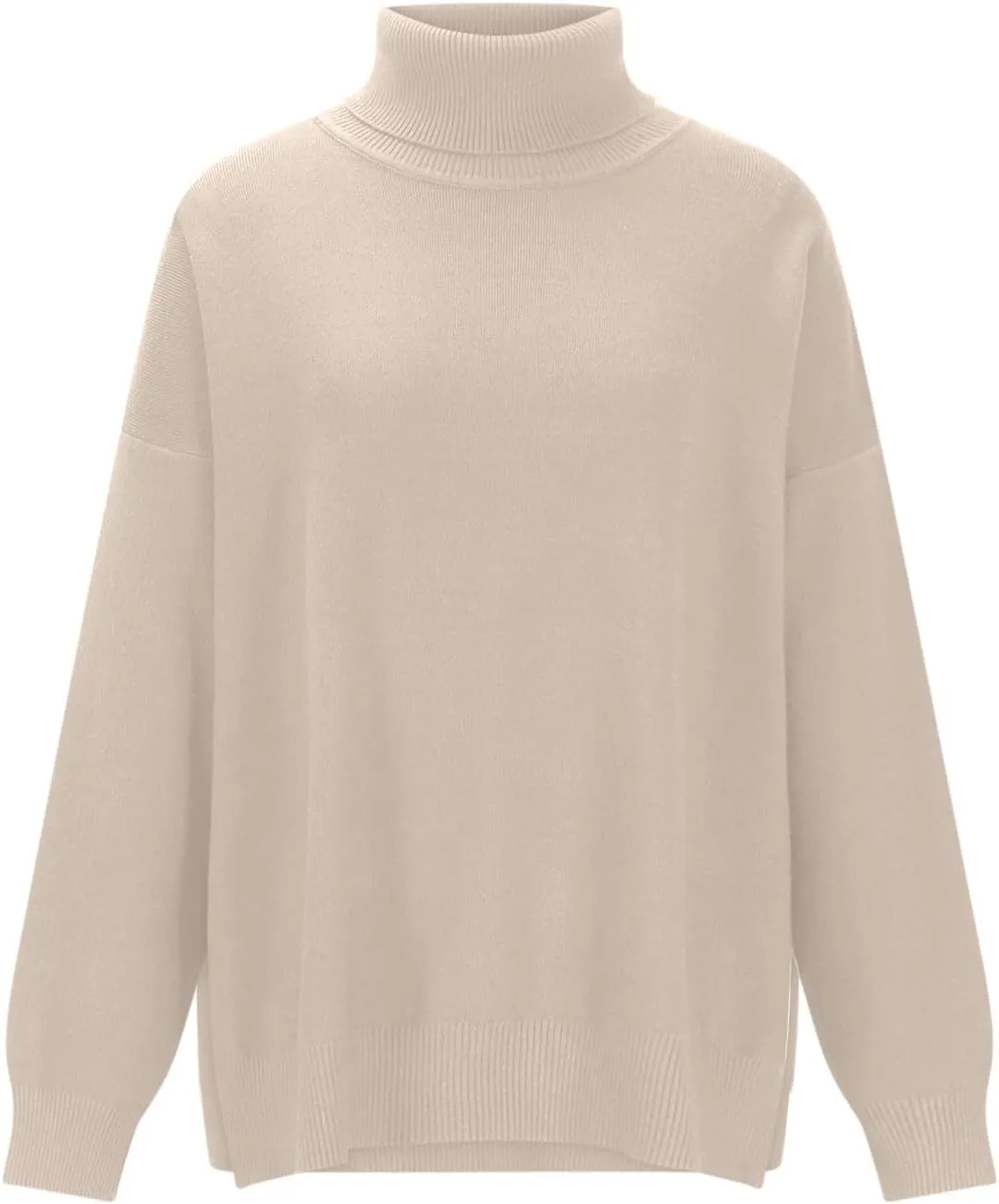 Women's Oversized Turtleneck Sweaters Fall Casual Loose Batwing Sleeve Split Hem Pullovers Knit Sweater Tops