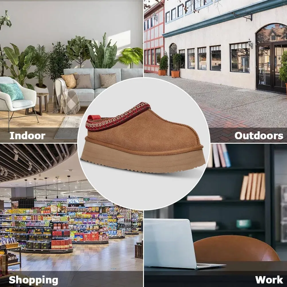 Women's Platform Slippers for Women Mini Boot Fleece Lined Sneakers for House Slippers Anti-Slip Boot For Outdoor