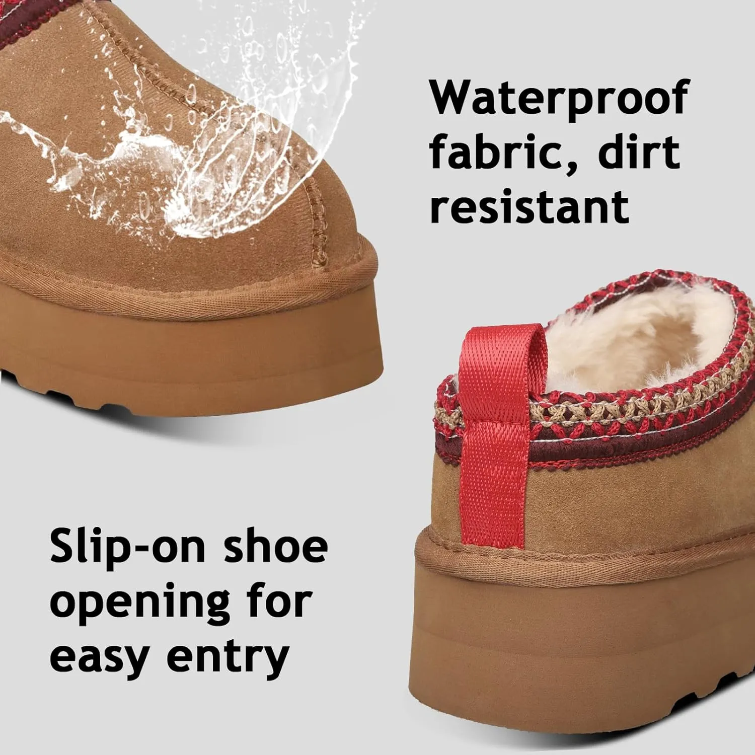 Women's Platform Slippers for Women Mini Boot Fleece Lined Sneakers for House Slippers Anti-Slip Boot For Outdoor