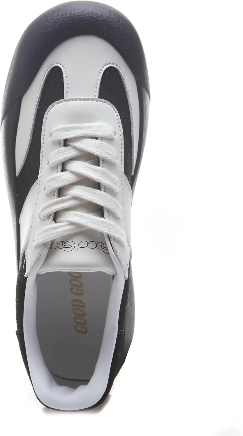 Women's Skateboard Shoes Chunky Platform Sneakers Lace-Up Low Top Comfortable Casual Shoe