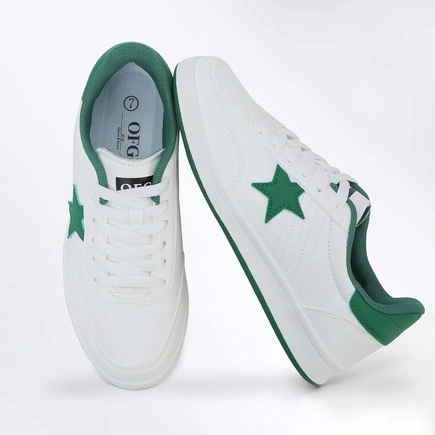 Women's Star Sneaker Lace Up Low Top Comfortable Cushioned Walking Shoes Casual Lightweight Breathable Tennis Shoes