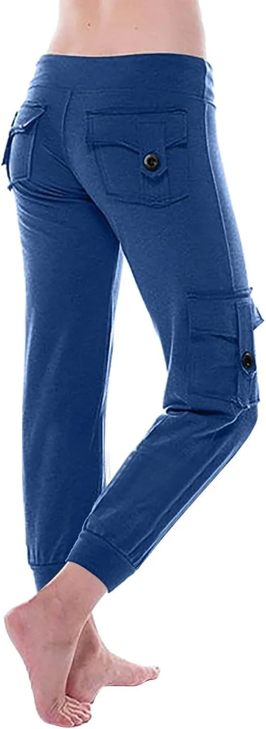 Women's Stretch High Waist Yoga Pant Trendy Daily Home Lounge Gym Fitness Sweatpants Office Work Dress Casual Trouser