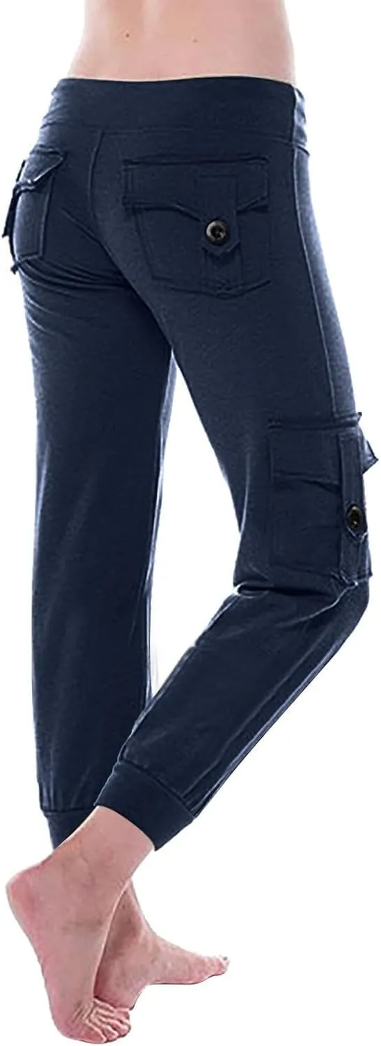 Women's Stretch High Waist Yoga Pant Trendy Daily Home Lounge Gym Fitness Sweatpants Office Work Dress Casual Trouser