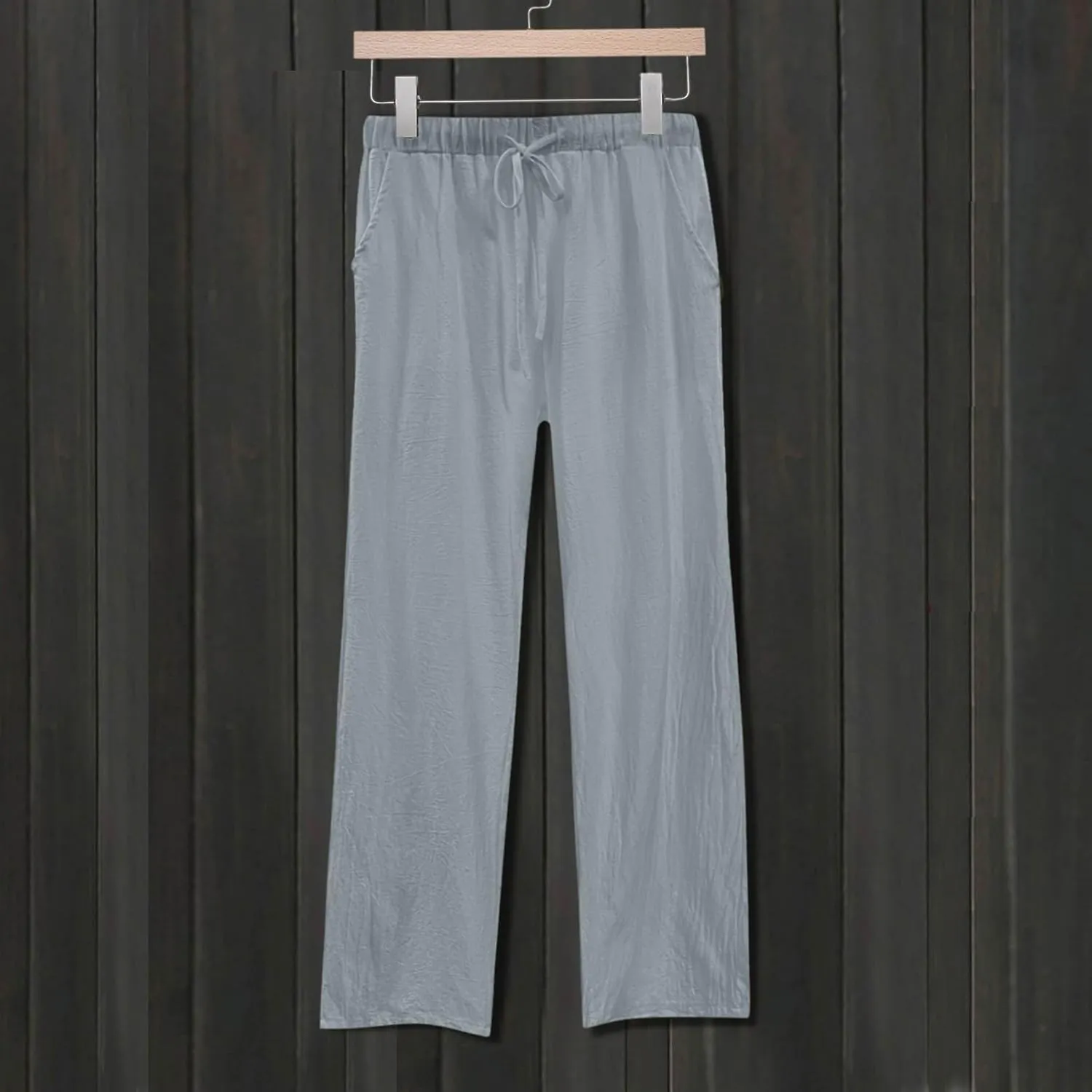 Womens Wide Leg Linen Pants Beach Casual High Elastic Waisted Palazzo Pant Suit Tie Side Trouser with Pocket