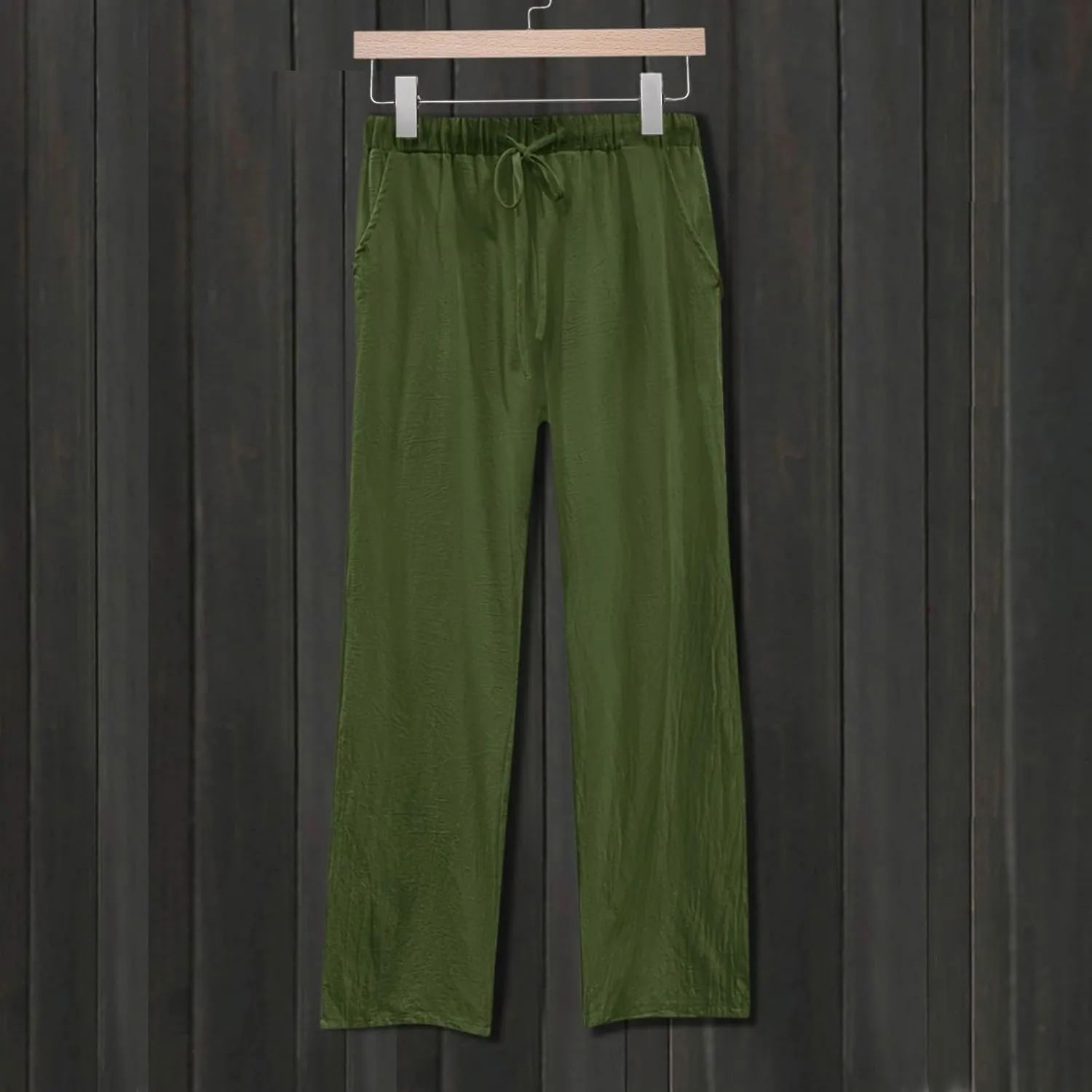 Womens Wide Leg Linen Pants Beach Casual High Elastic Waisted Palazzo Pant Suit Tie Side Trouser with Pocket
