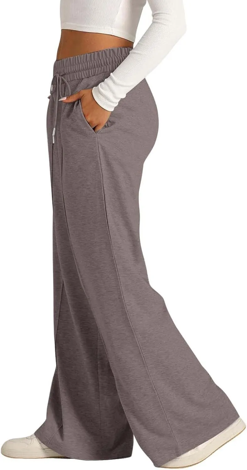 Women's Wide Leg Sweatpant High Waist Baggy Casual Drawstring Running Joggers Pants with Pockets